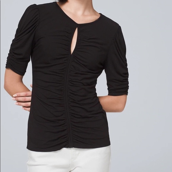 White House Black Market Tops - White House Black Market Romantic Ruched Tee